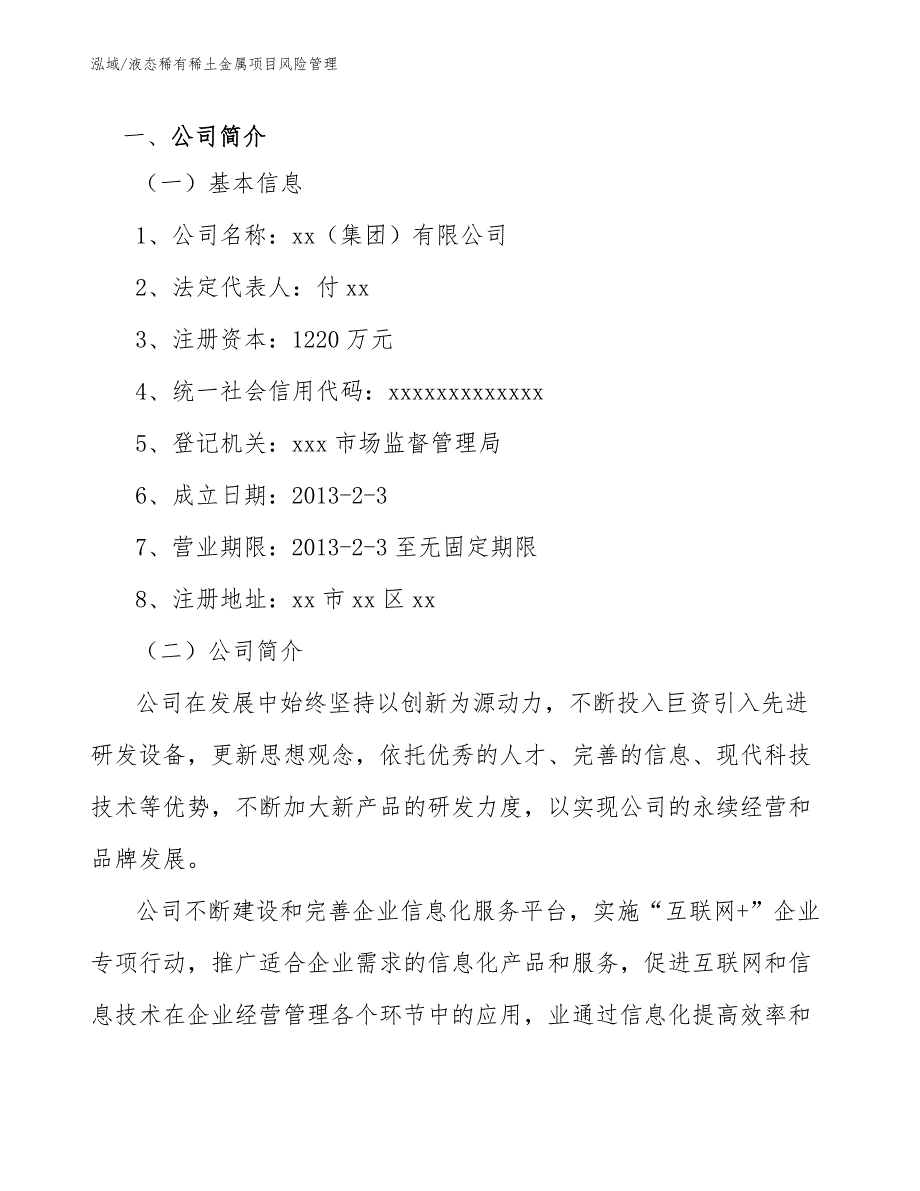 液态稀有稀土金属项目风险管理_第3页