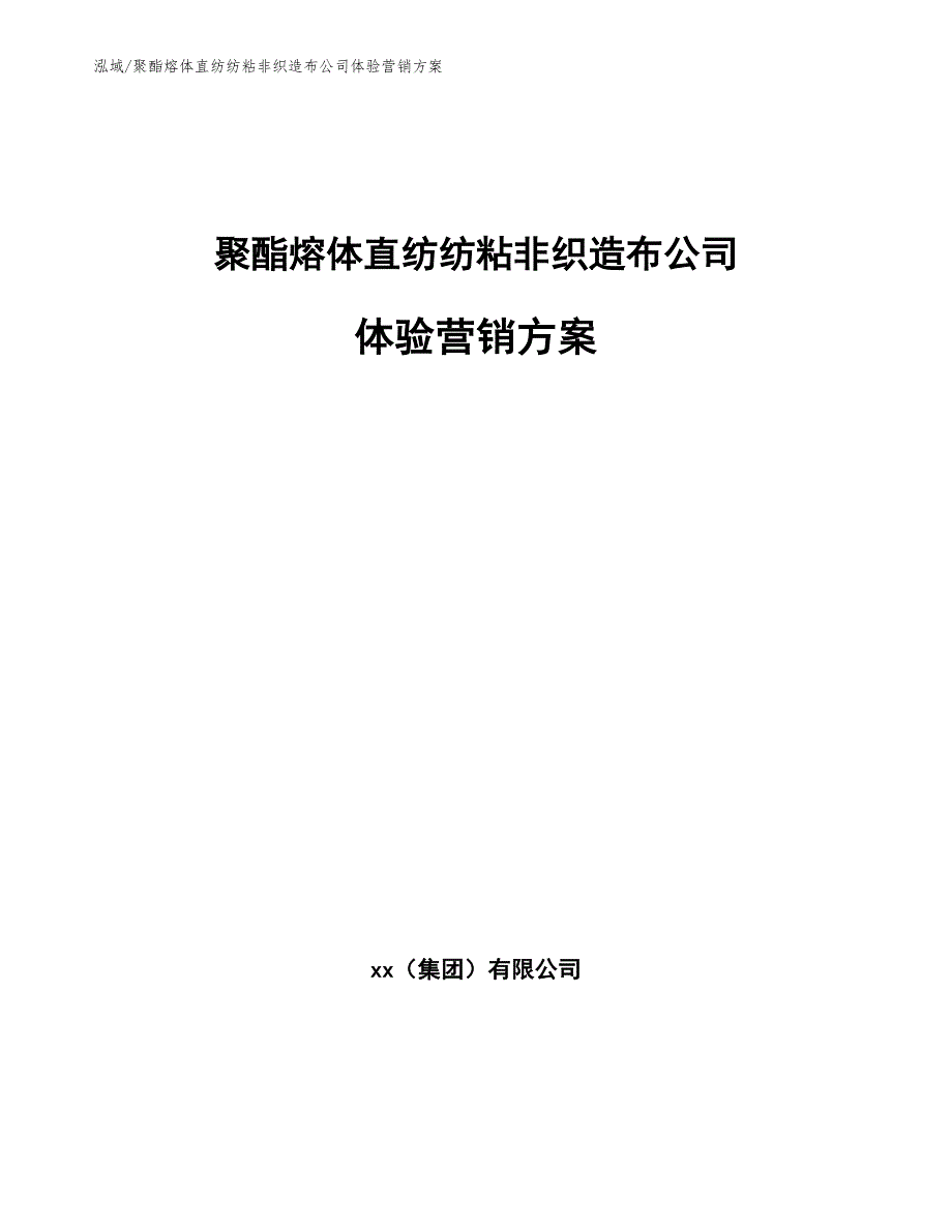 聚酯熔体直纺纺粘非织造布公司体验营销方案（范文）_第1页