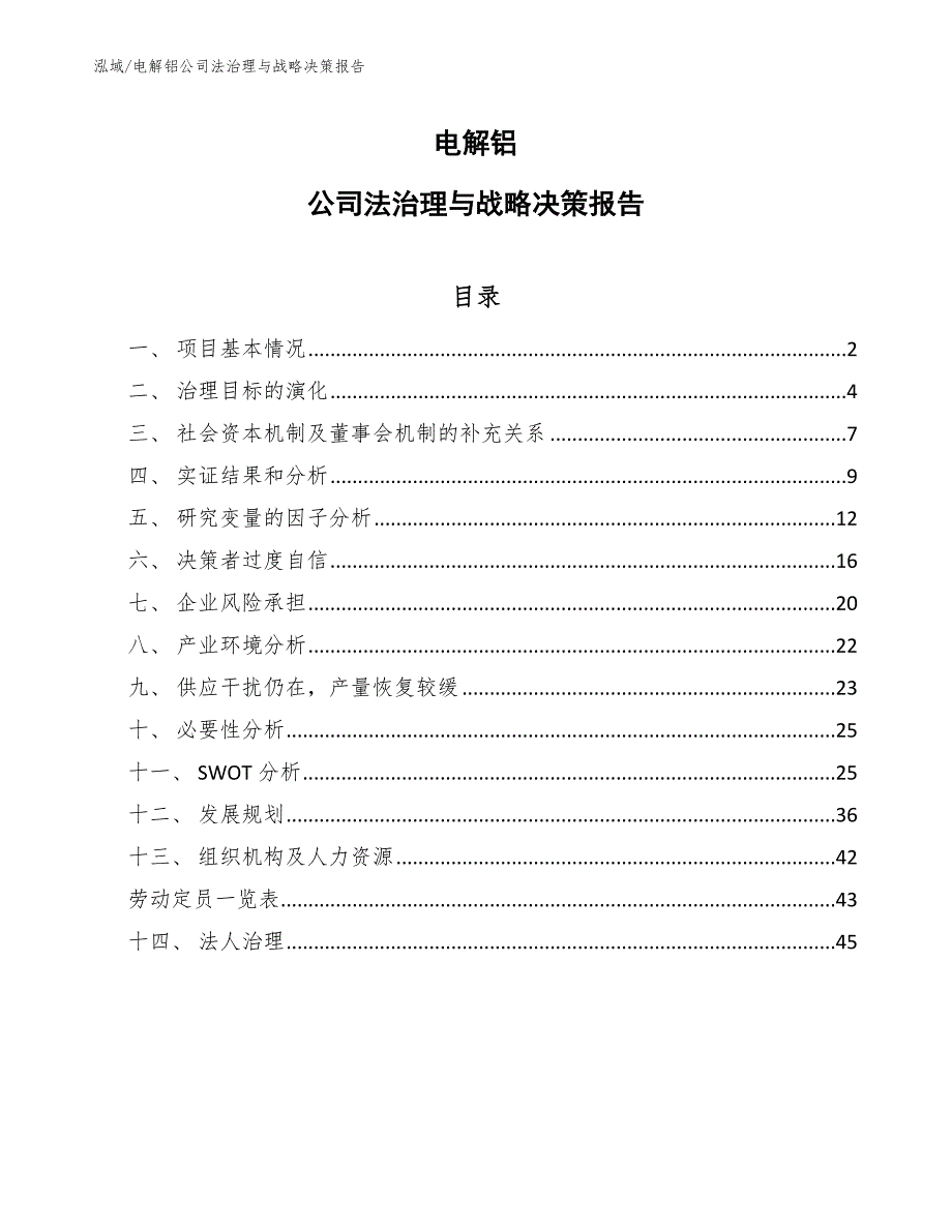 电解铝公司法治理与战略决策报告_参考_第1页