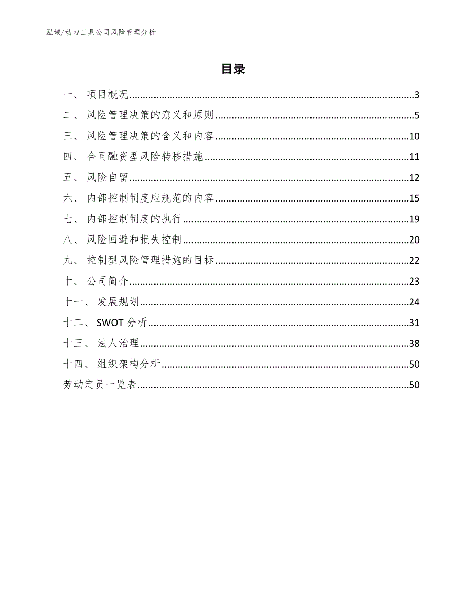 动力工具公司风险管理分析（范文）_第2页