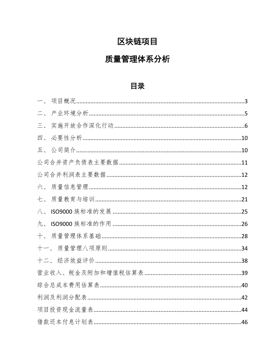 区块链项目质量管理体系分析（范文）_第1页