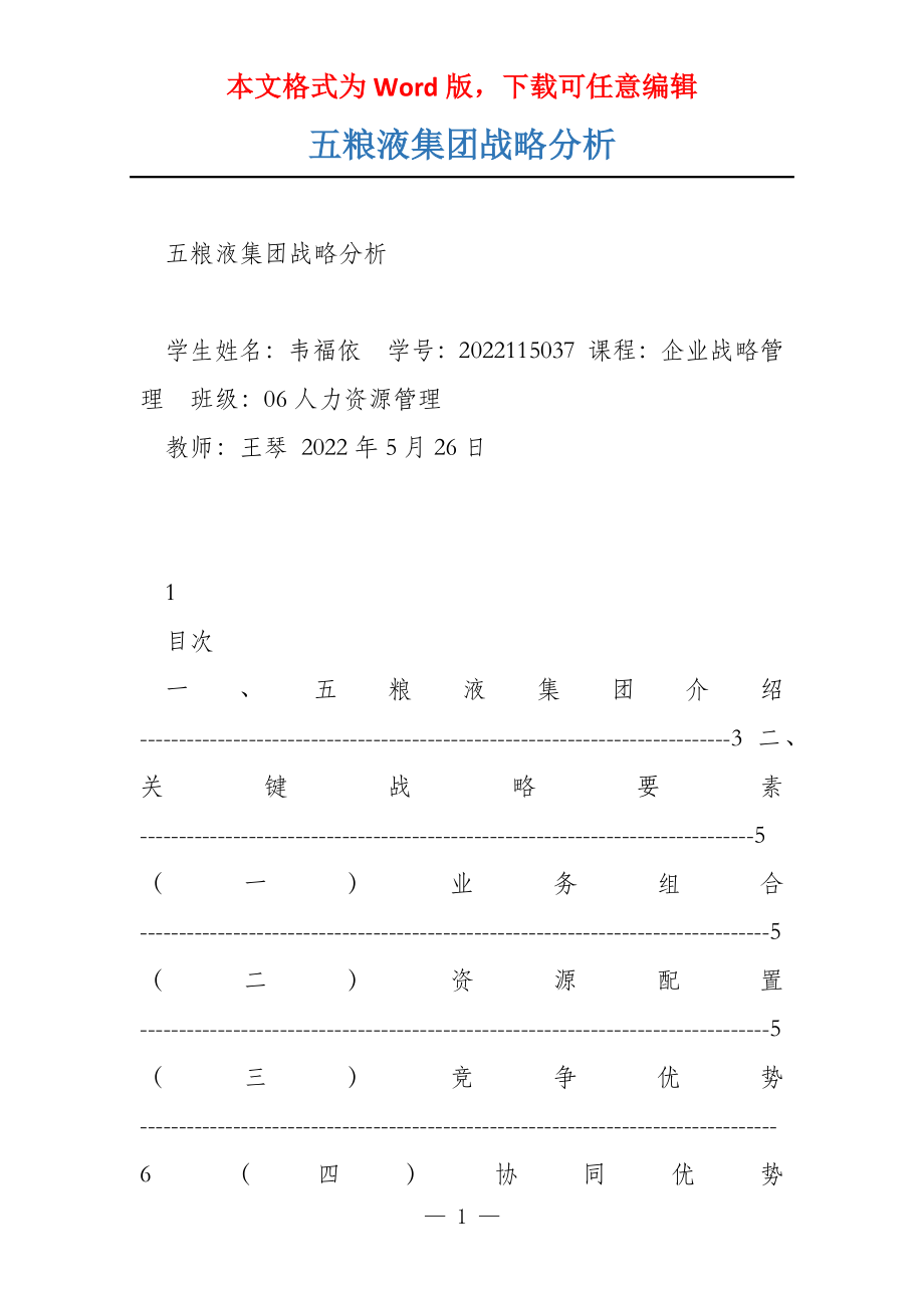 五粮液集团战略分析_第1页