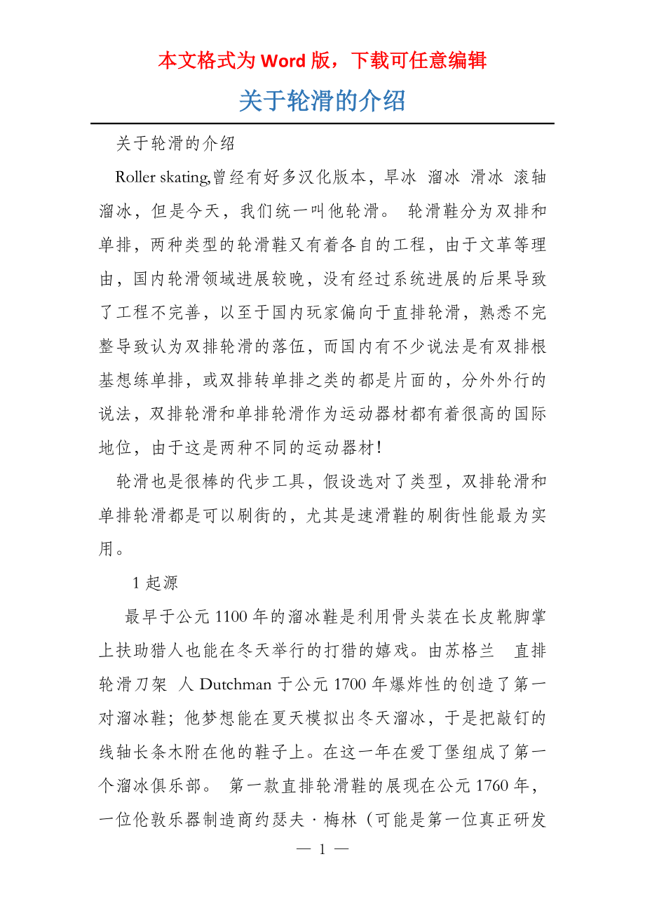 关于轮滑的介绍_第1页