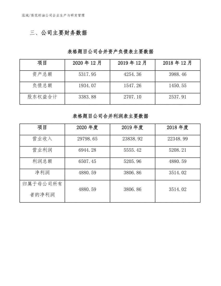 葵花籽油公司企业生产与研发管理【范文】_第5页