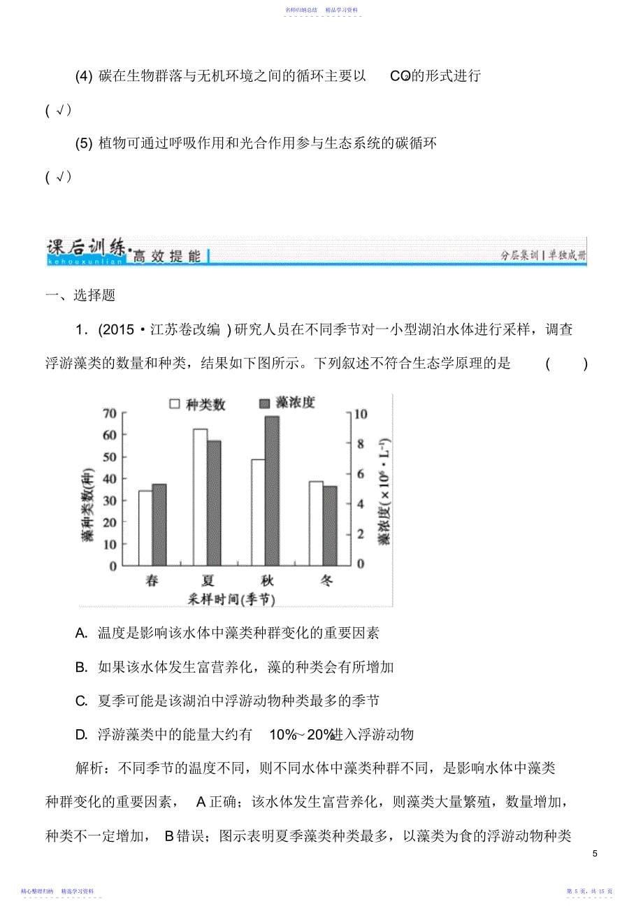 2022年【金版学案】2021年高考生物一轮复习知识点与课后训练：第9单元第33讲-生态系统的_第5页