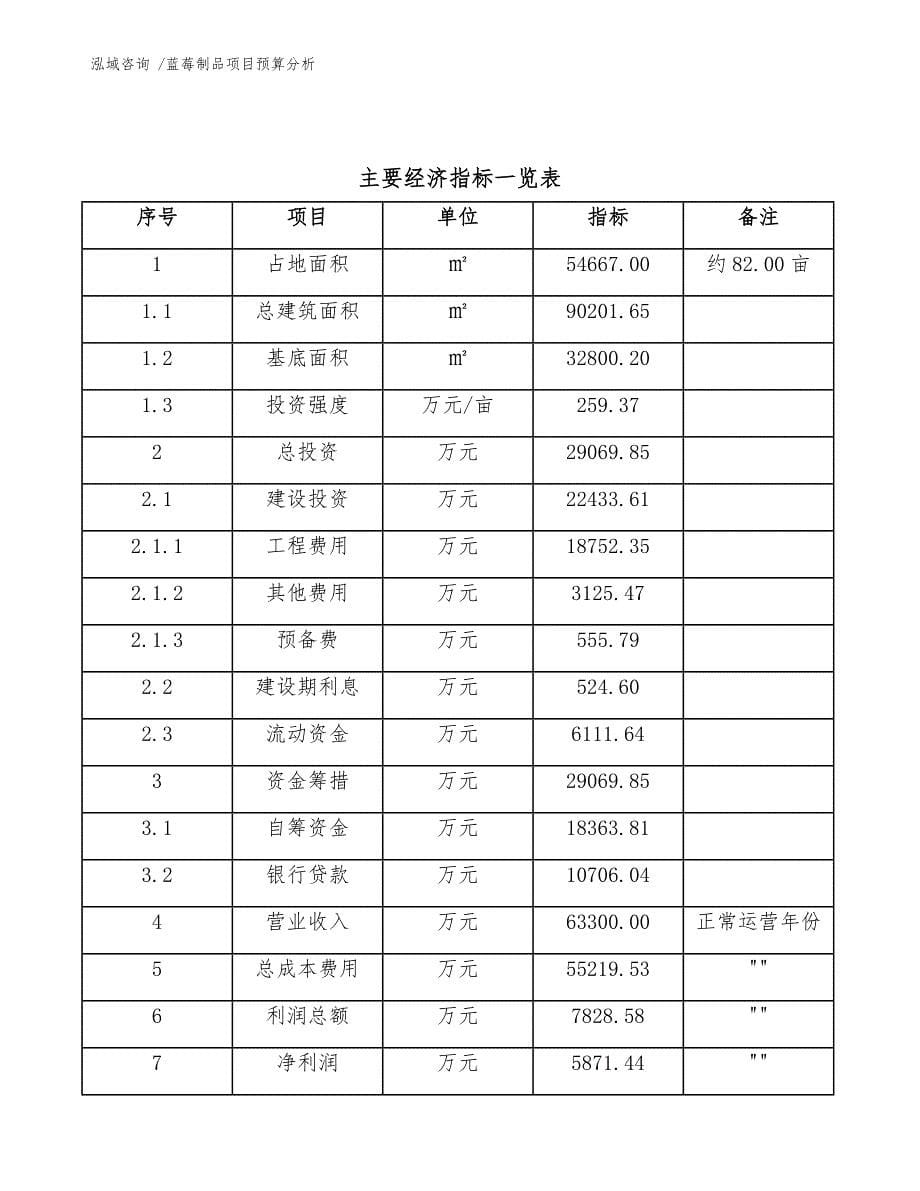 蓝莓制品项目预算分析_范文_第5页