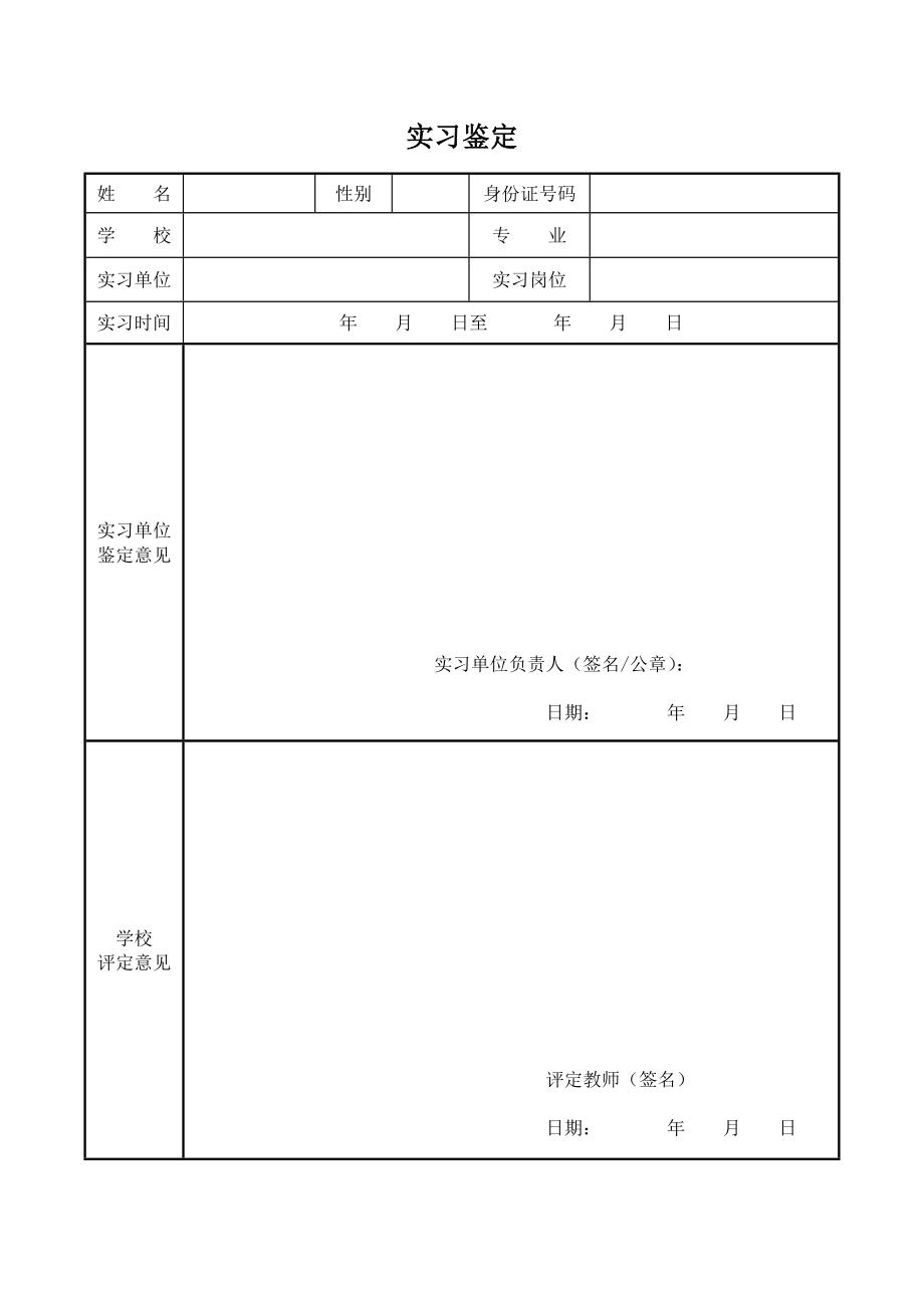 大学生毕业实习鉴定表模板电子版下载_第2页