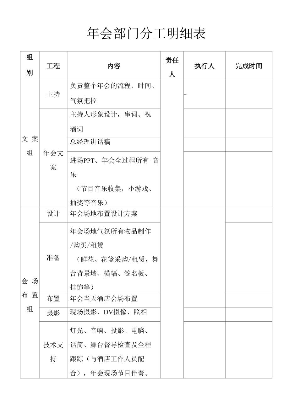 年会部门分工明细表_第1页