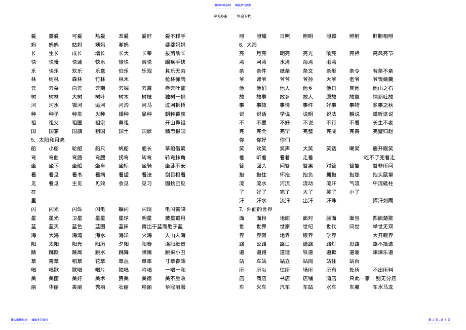 2022年一年级上册会认生字组词_第2页