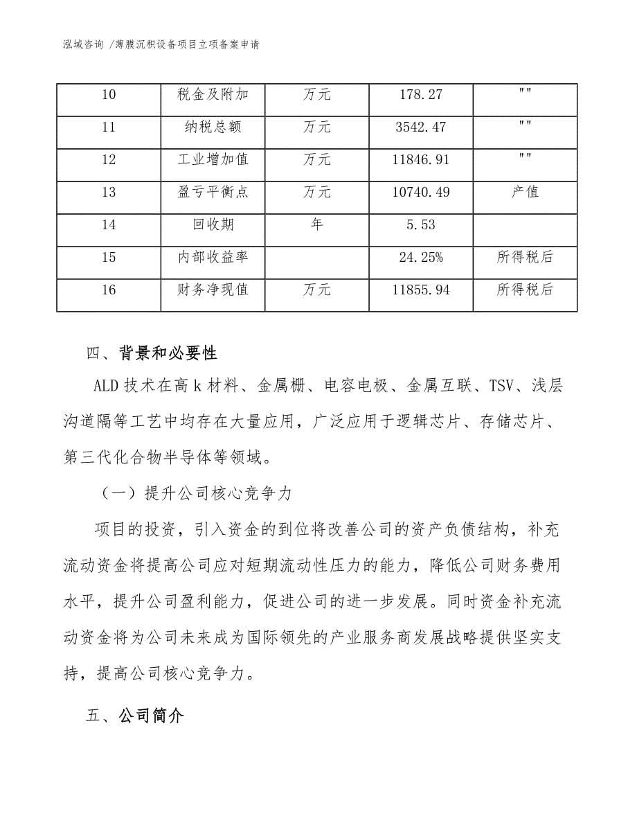 薄膜沉积设备项目立项备案申请模板范本_第5页