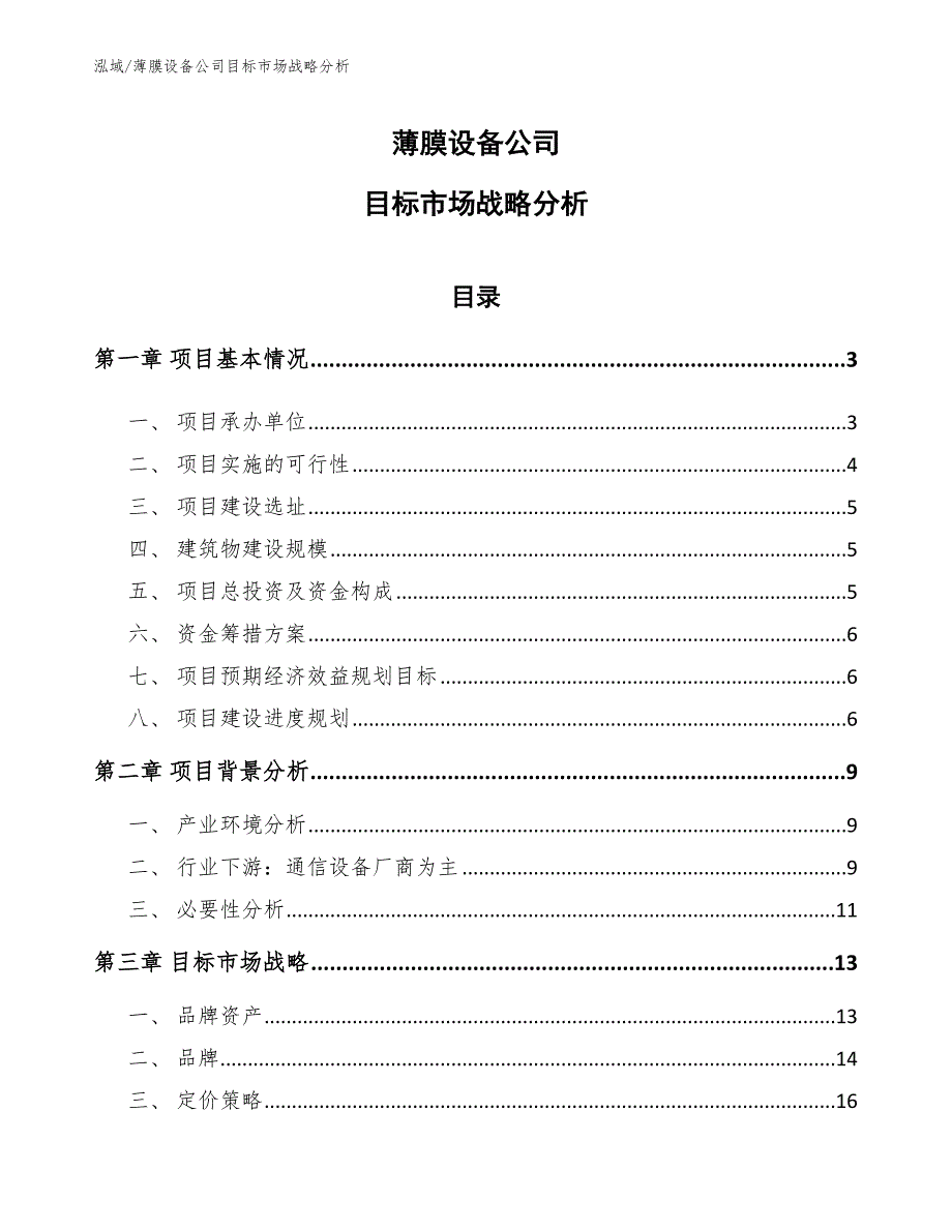 薄膜设备公司目标市场战略分析_第1页