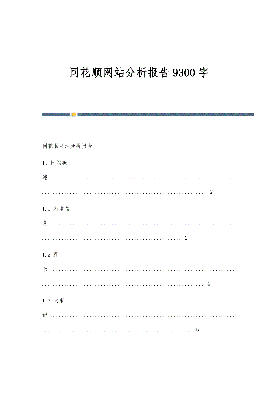 同花顺网站分析报告9300字_第1页