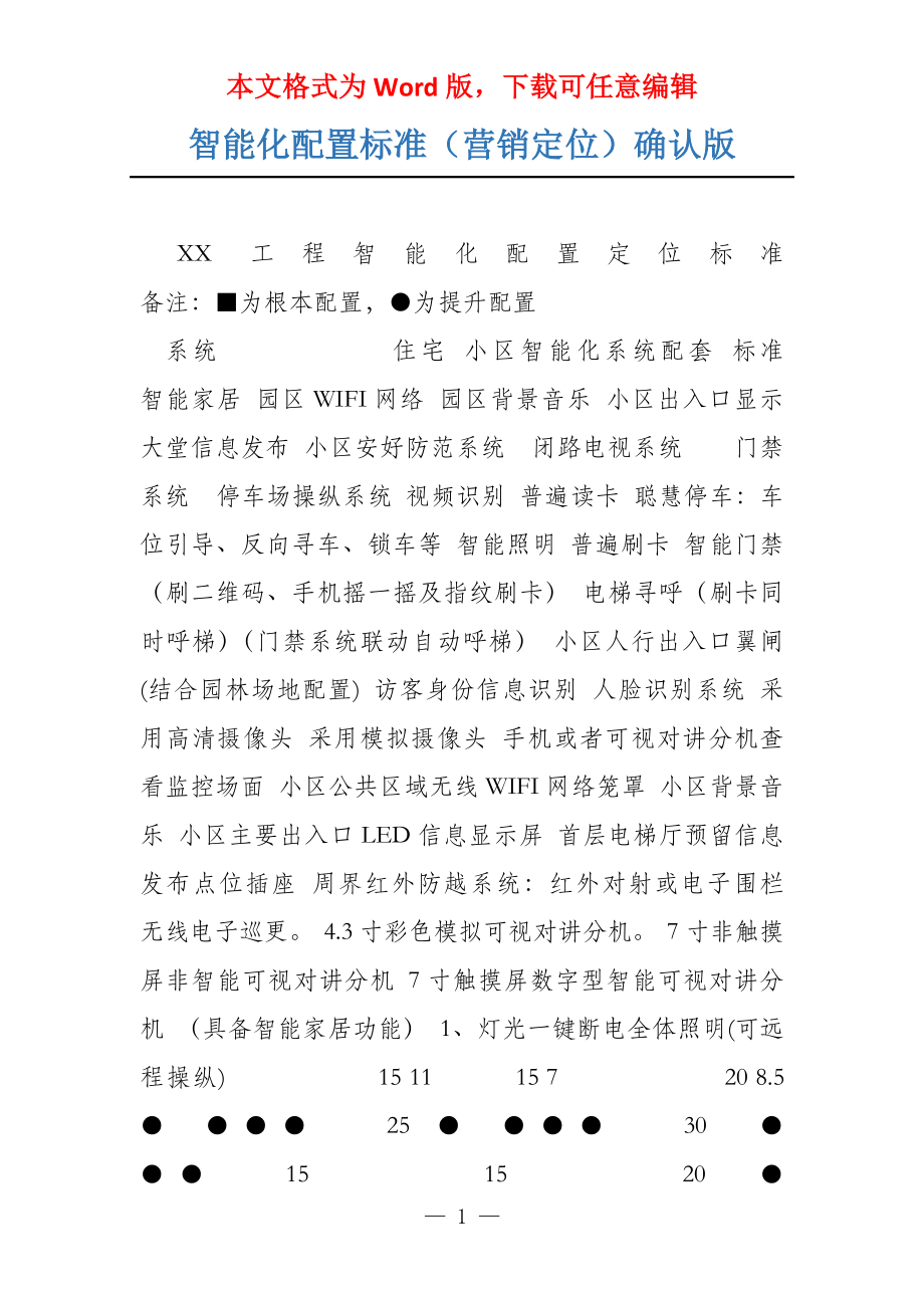 智能化配置标准（营销定位）确认版_第1页