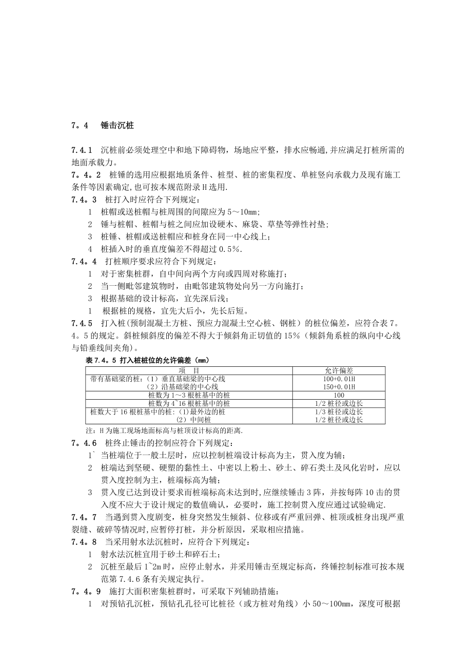 锤击桩施工规范精品教案_第1页