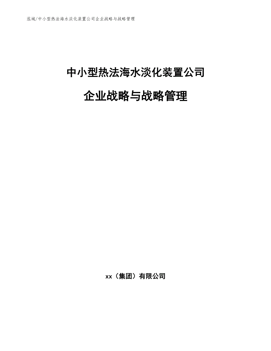 中小型热法海水淡化装置公司企业战略与战略管理（范文）_第1页