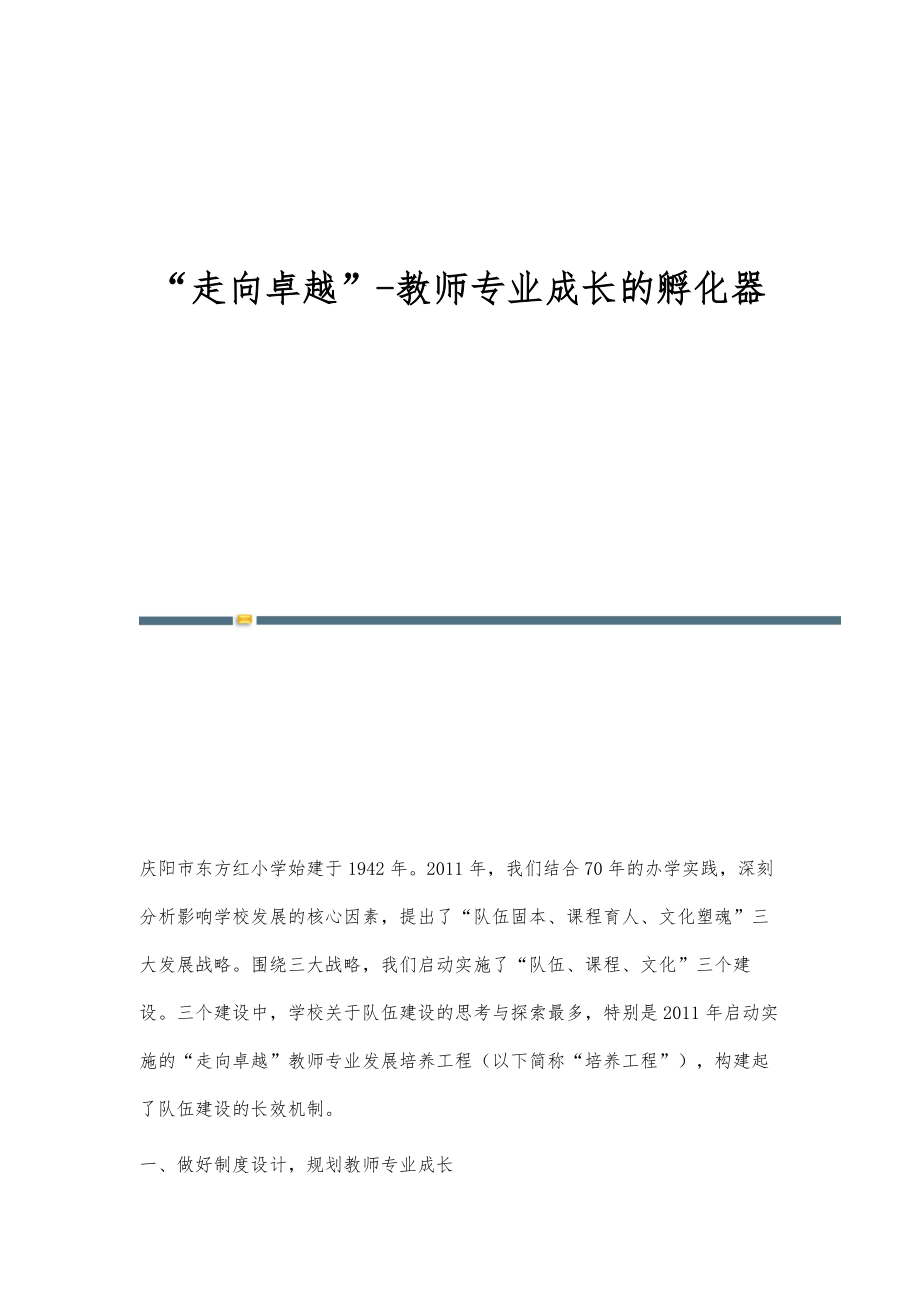 走向卓越-教师专业成长的孵化器_第1页