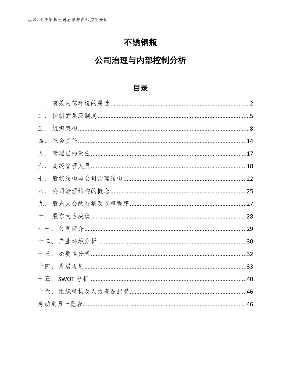 不锈钢瓶公司治理与内部控制分析_参考_第1页