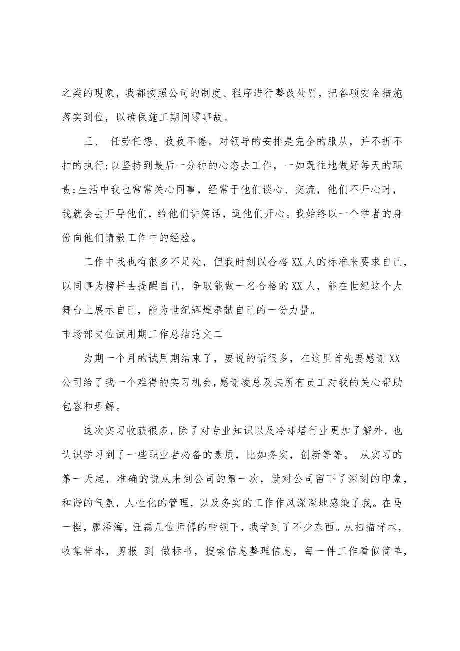 市场部岗位试用期工作总结范文（市场部副经理试用期工作总结）_第2页