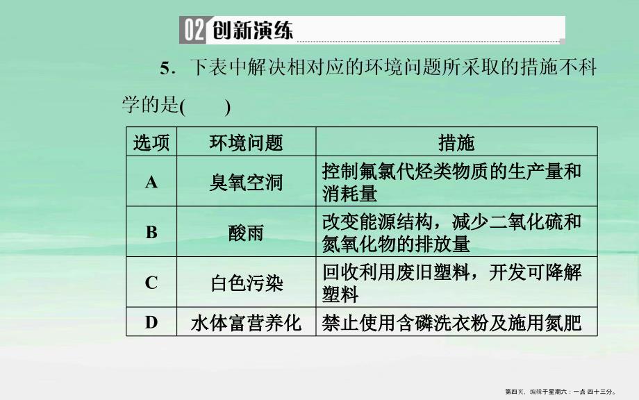 2022届高考化学二轮复习第一部分专题十考点2环境污染与防治课件202211071198_第4页