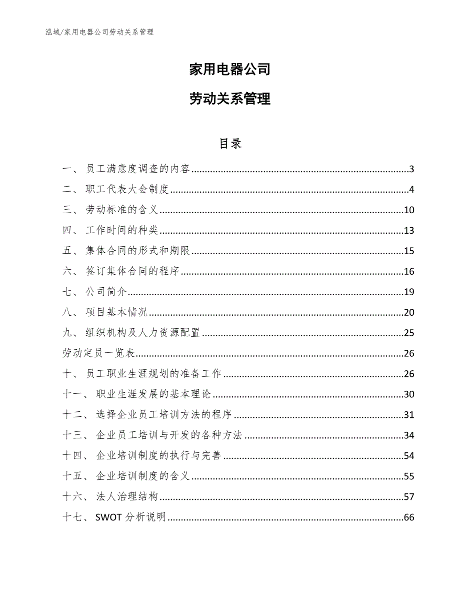 家用电器公司劳动关系管理（参考）_第1页