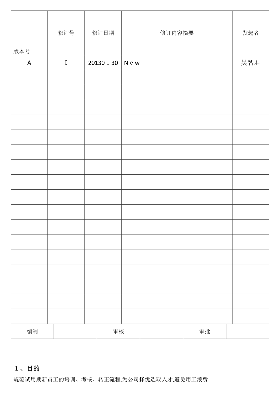 试用期员工培训、考核及转正流程._第1页