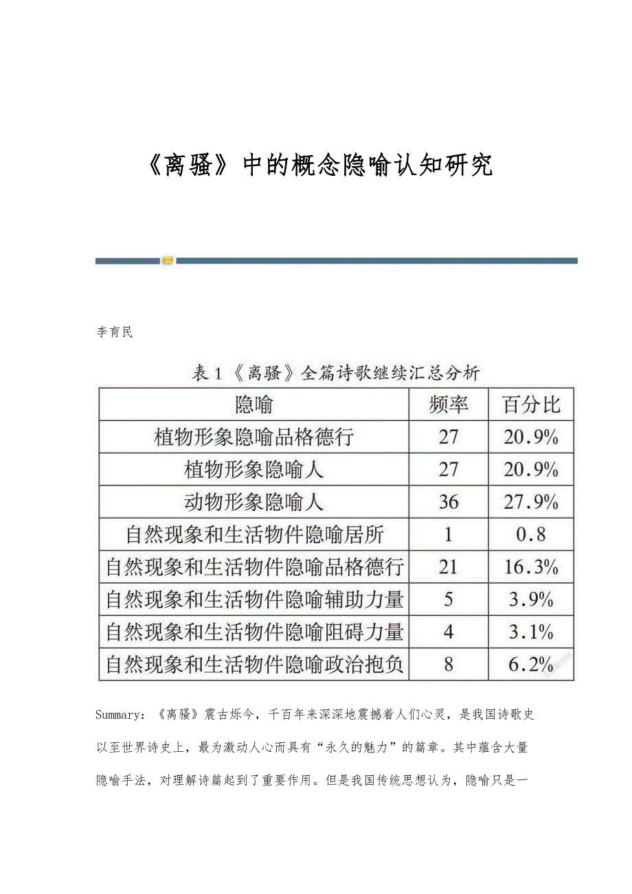 《离骚》中的概念隐喻认知研究_第1页