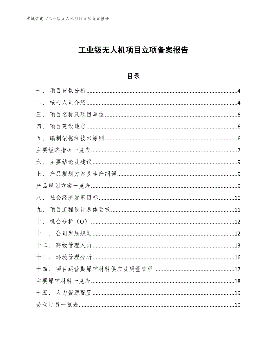 工业级无人机项目立项备案报告【模板参考】_第1页