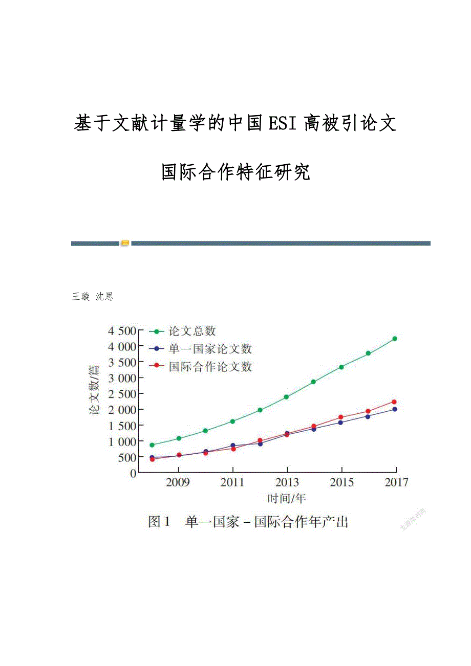 基于文献计量学的中国ESI高被引论文国际合作特征研究_第1页