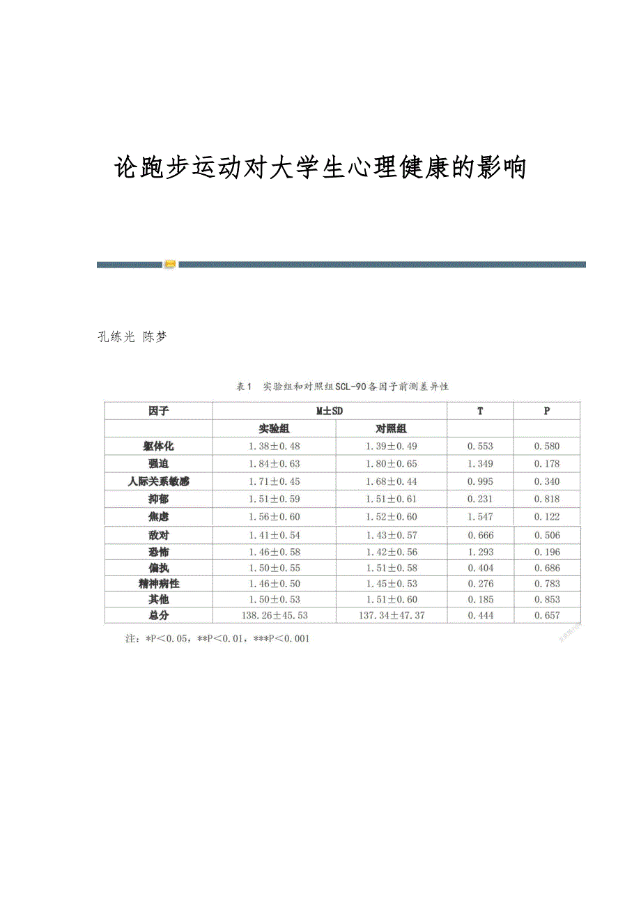 论跑步运动对大学生心理健康的影响_第1页