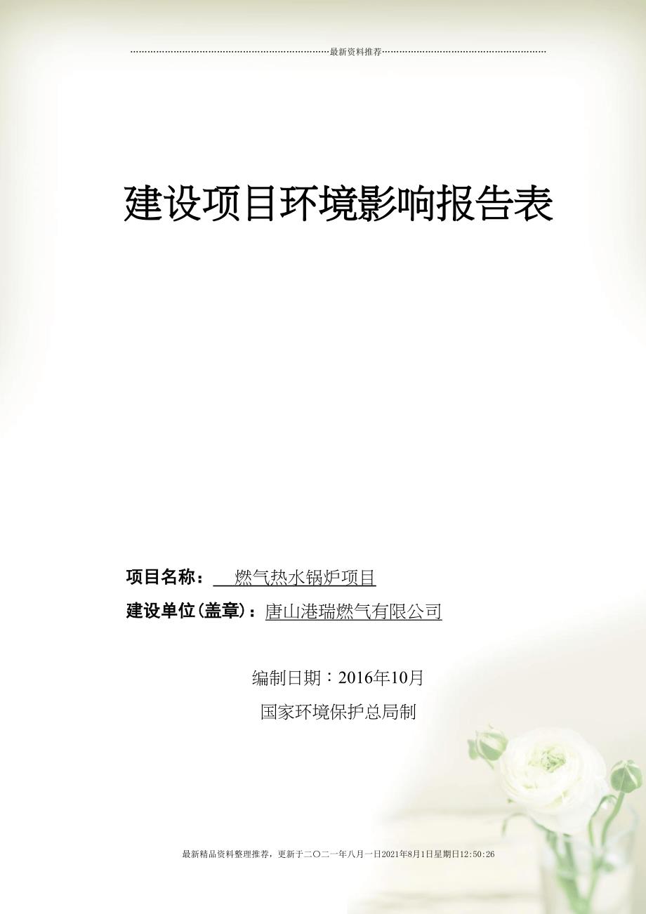 港瑞燃气锅炉项目报告表(共32页doc)_第1页