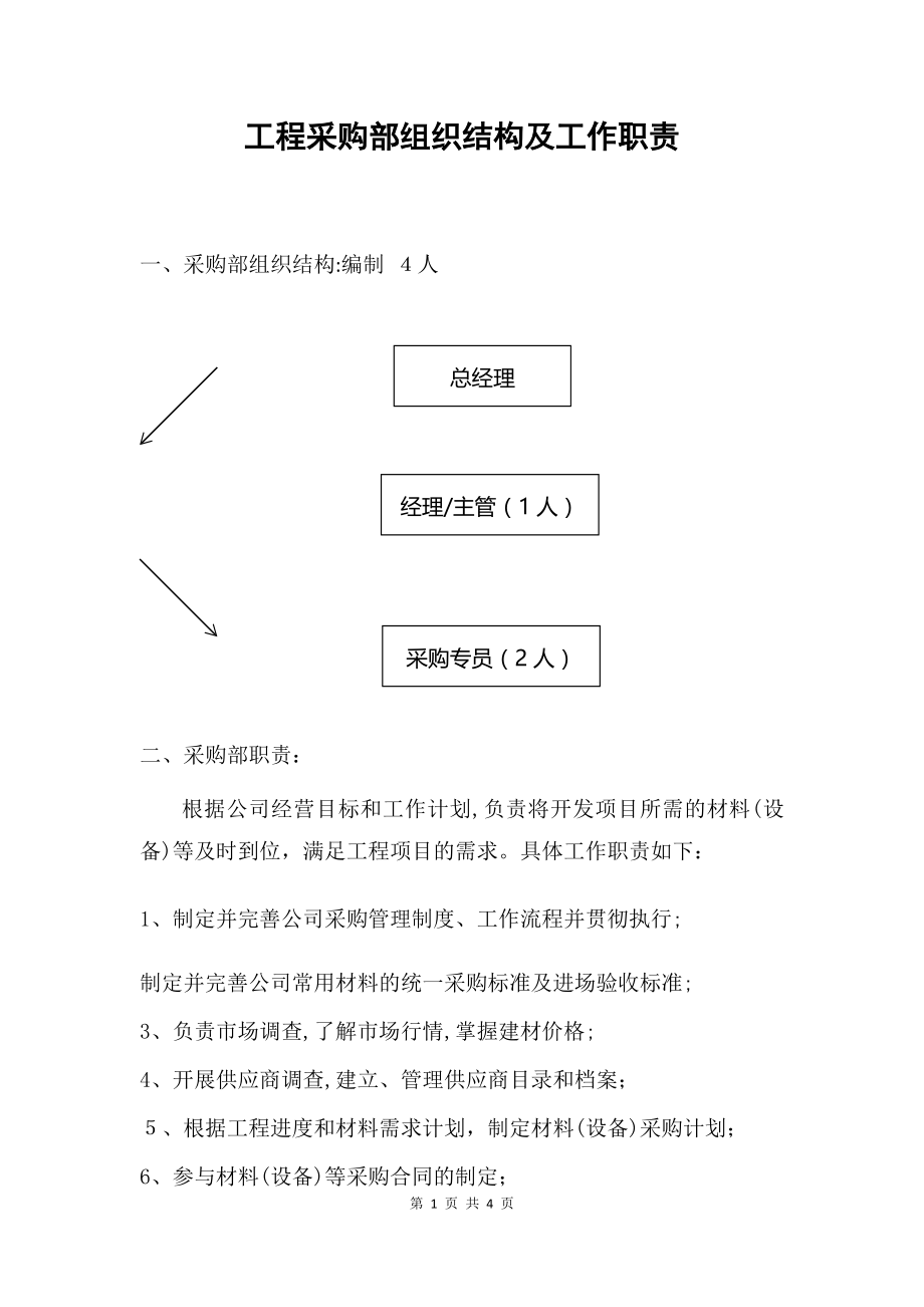 工程采购部组织结构及工作职责【可编辑范本】_第1页