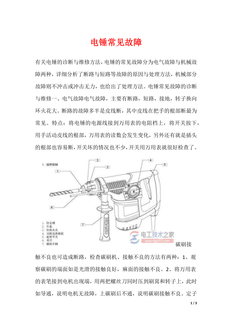 电锤常见故障_第1页