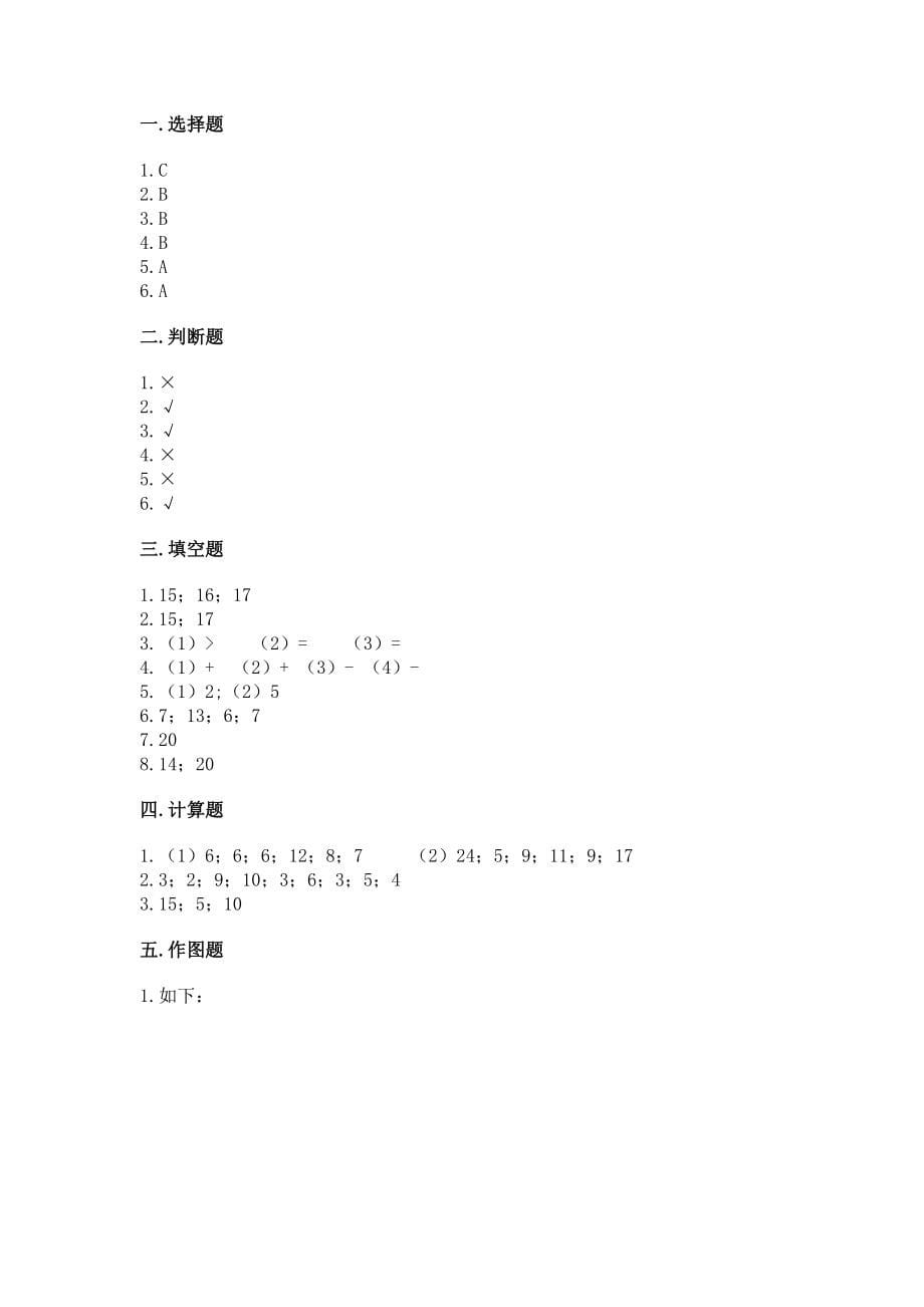 苏教版一年级上册数学第九单元 认识11-20各数 测试卷【实用】_第5页