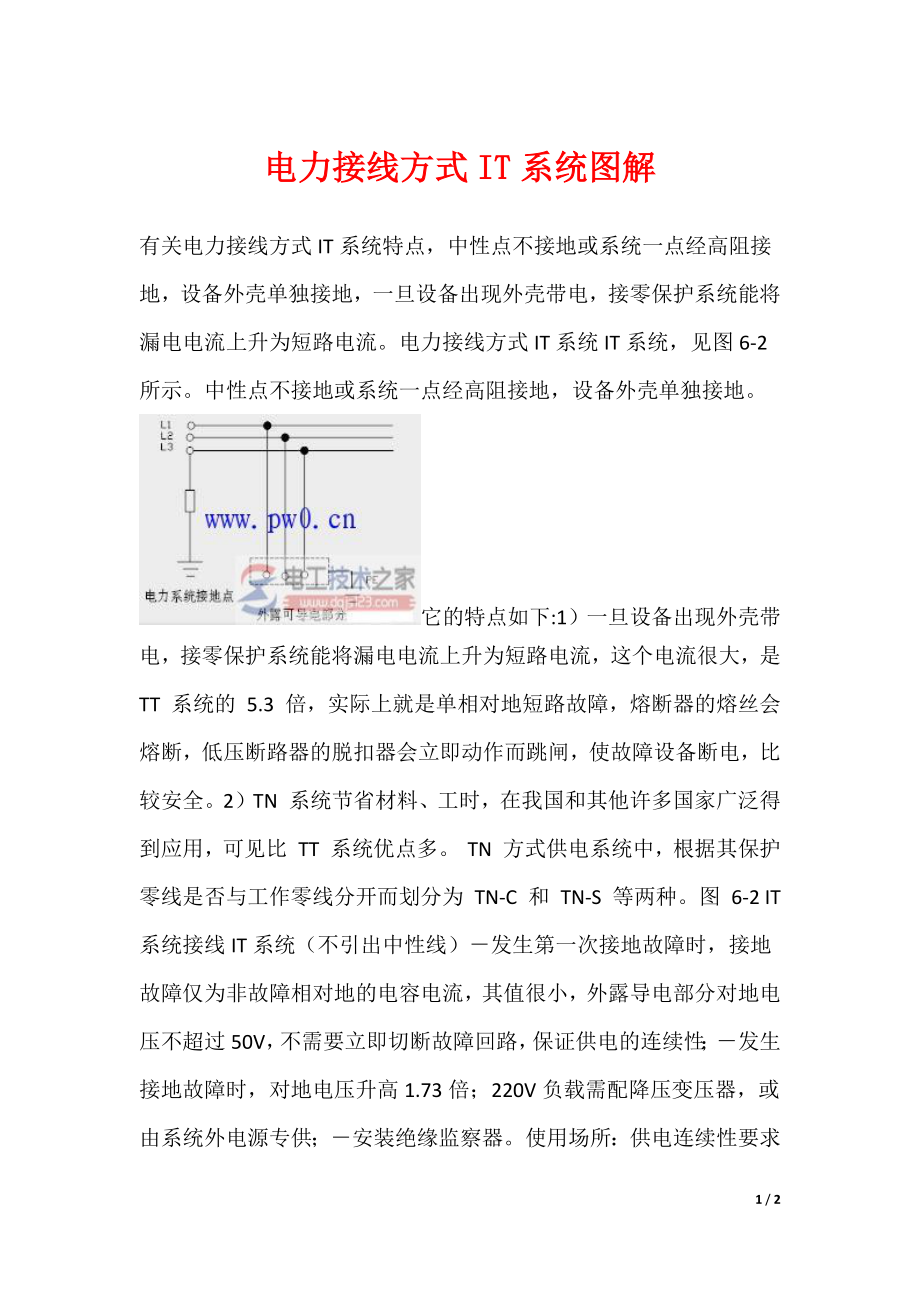 电力接线方式IT系统图解_第1页