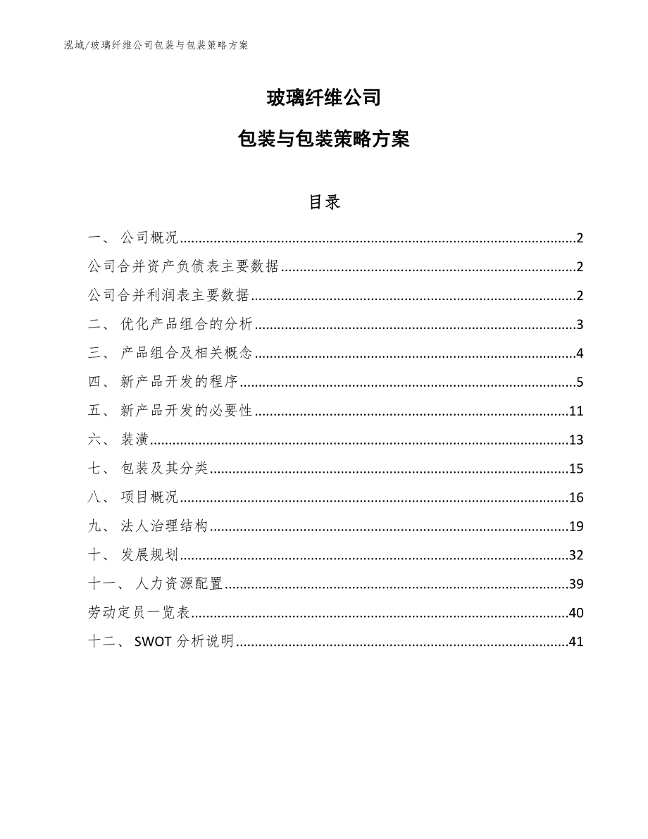 玻璃纤维公司包装与包装策略方案_第1页