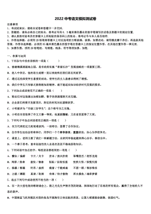 2022年广东省广州市重点中学中考语文模拟预测试卷(含答案解析）