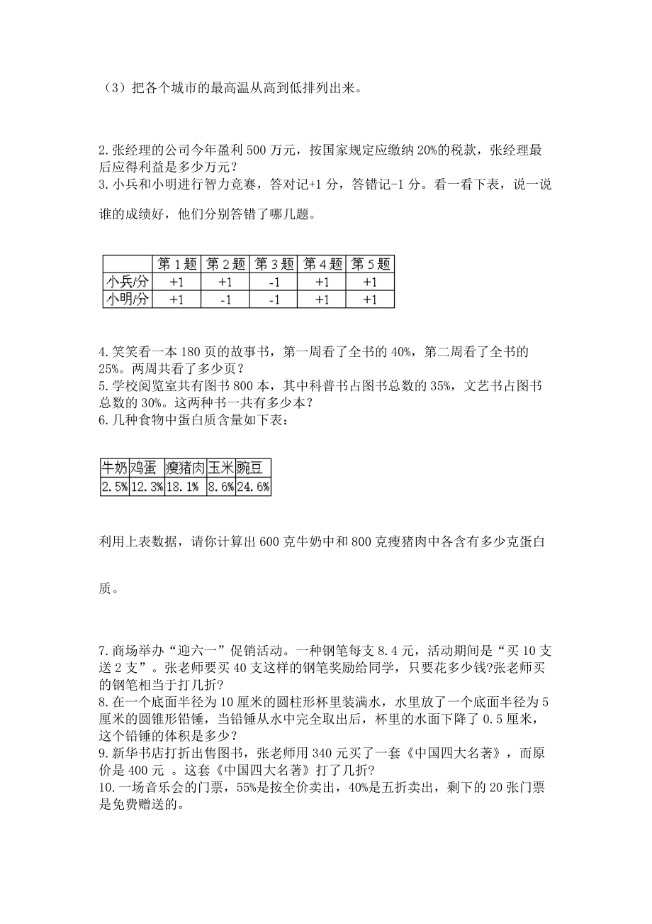 小学数学六年级下册重点题型专项练习带答案（模拟题）_第4页