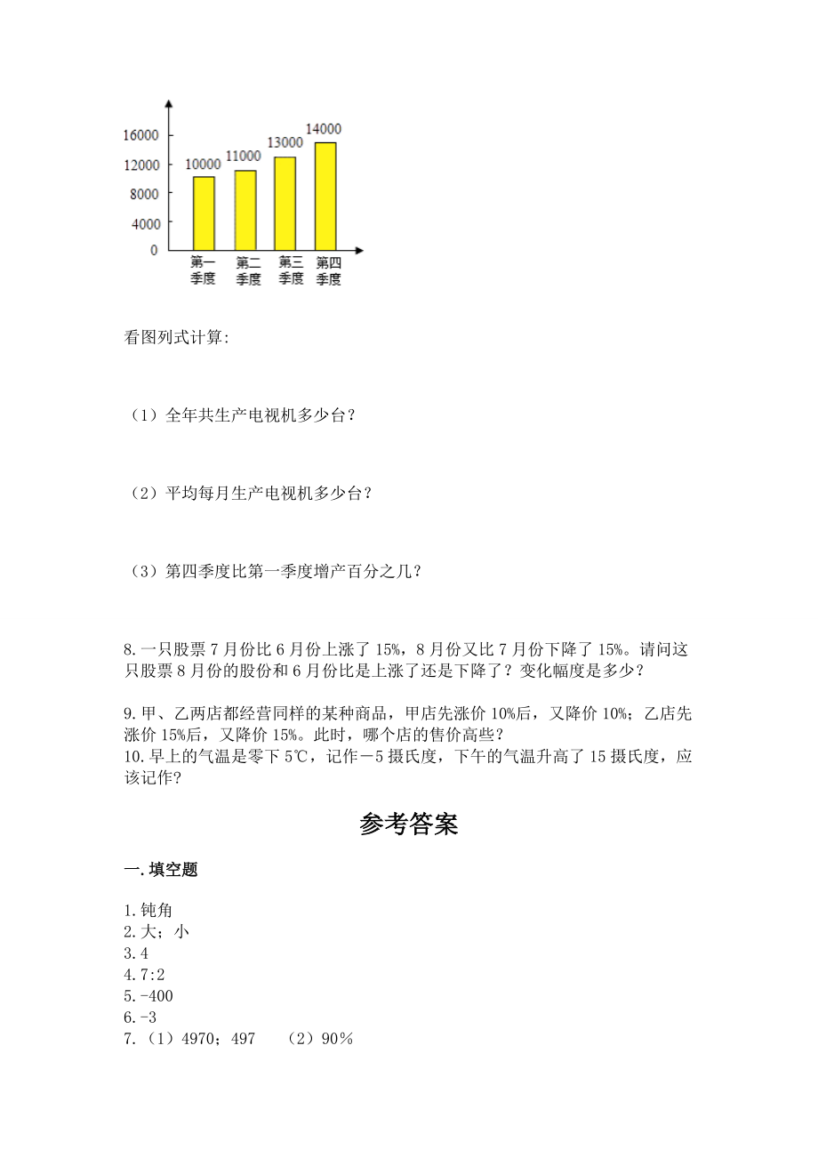 小学数学六年级下册重点题型专项练习及完整答案（全国通用）_第4页