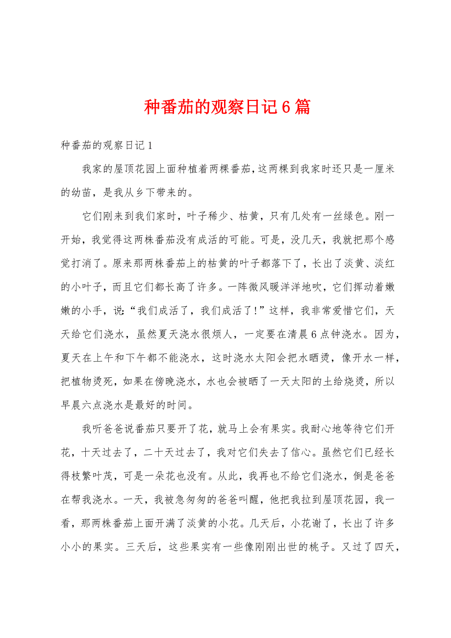 种番茄的观察日记6篇_第1页