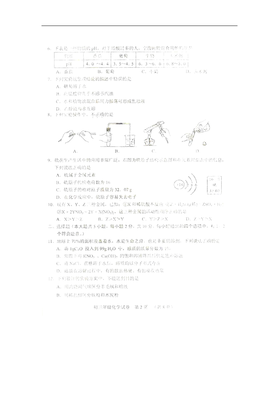 天津市河东区2013届九年级中考二模化学试题（扫描版）_第2页