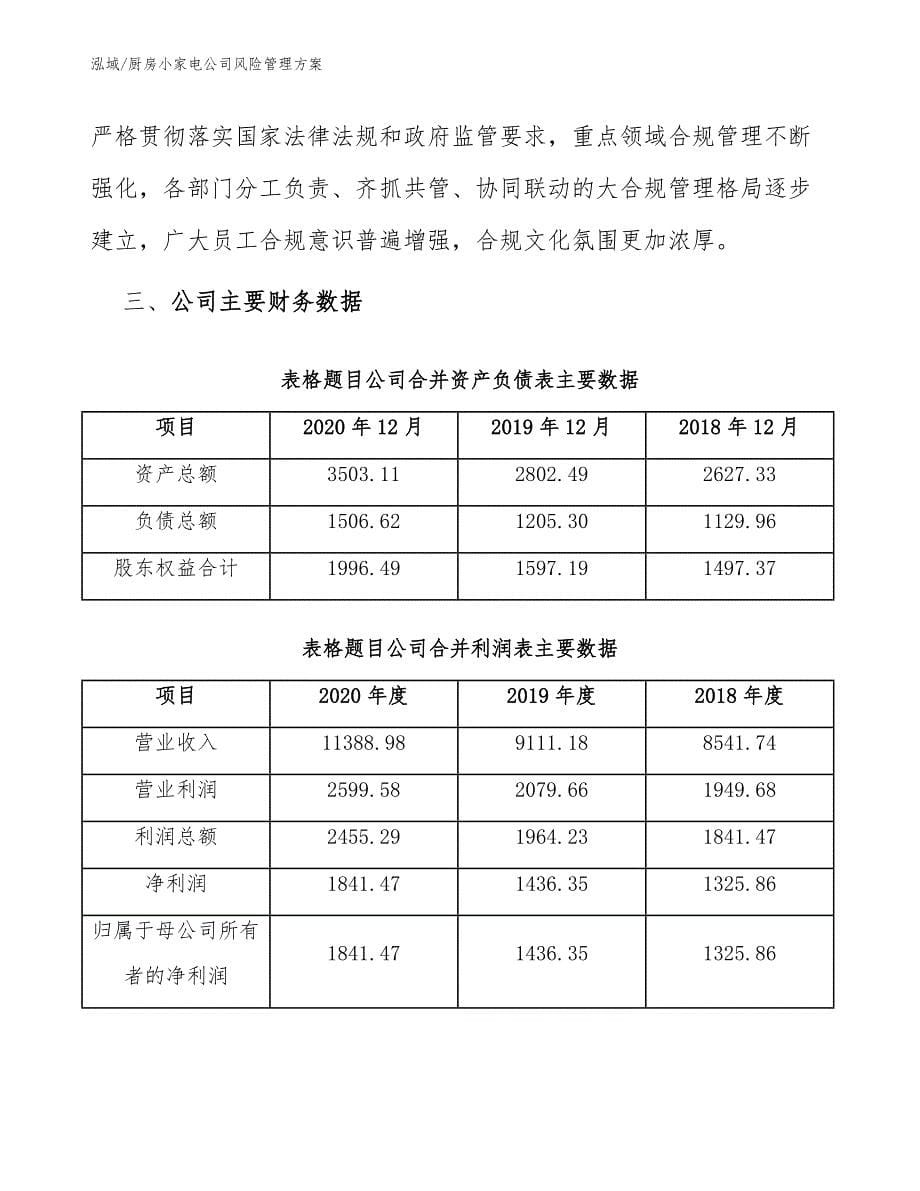 厨房小家电公司风险管理方案_范文_第5页