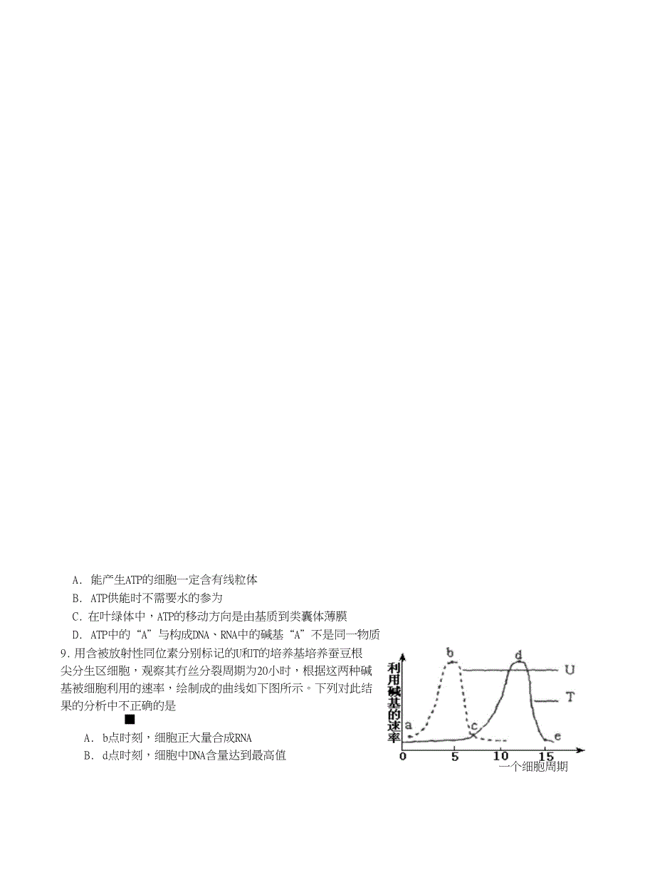 高三摸底联考生物试题之八_第2页