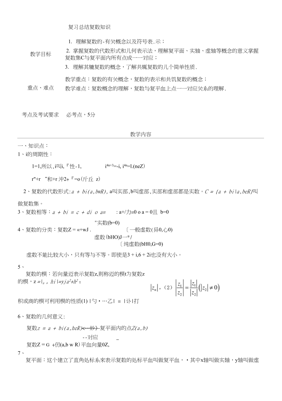 高三数学复习总结复数知识_第1页