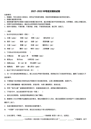 2021-2022学年北京市丰台区中考语文模拟预测题含解析