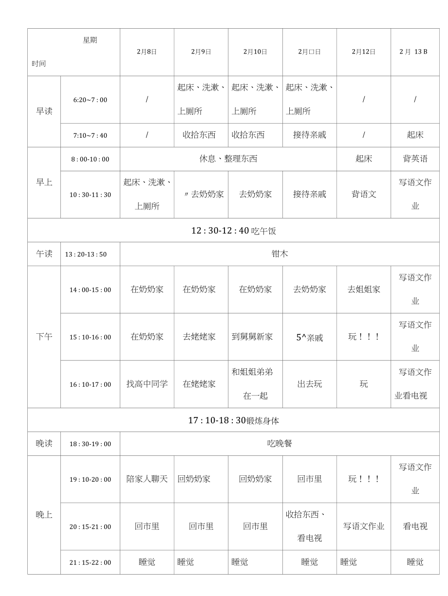 高三寒假自制时间计划表_第4页