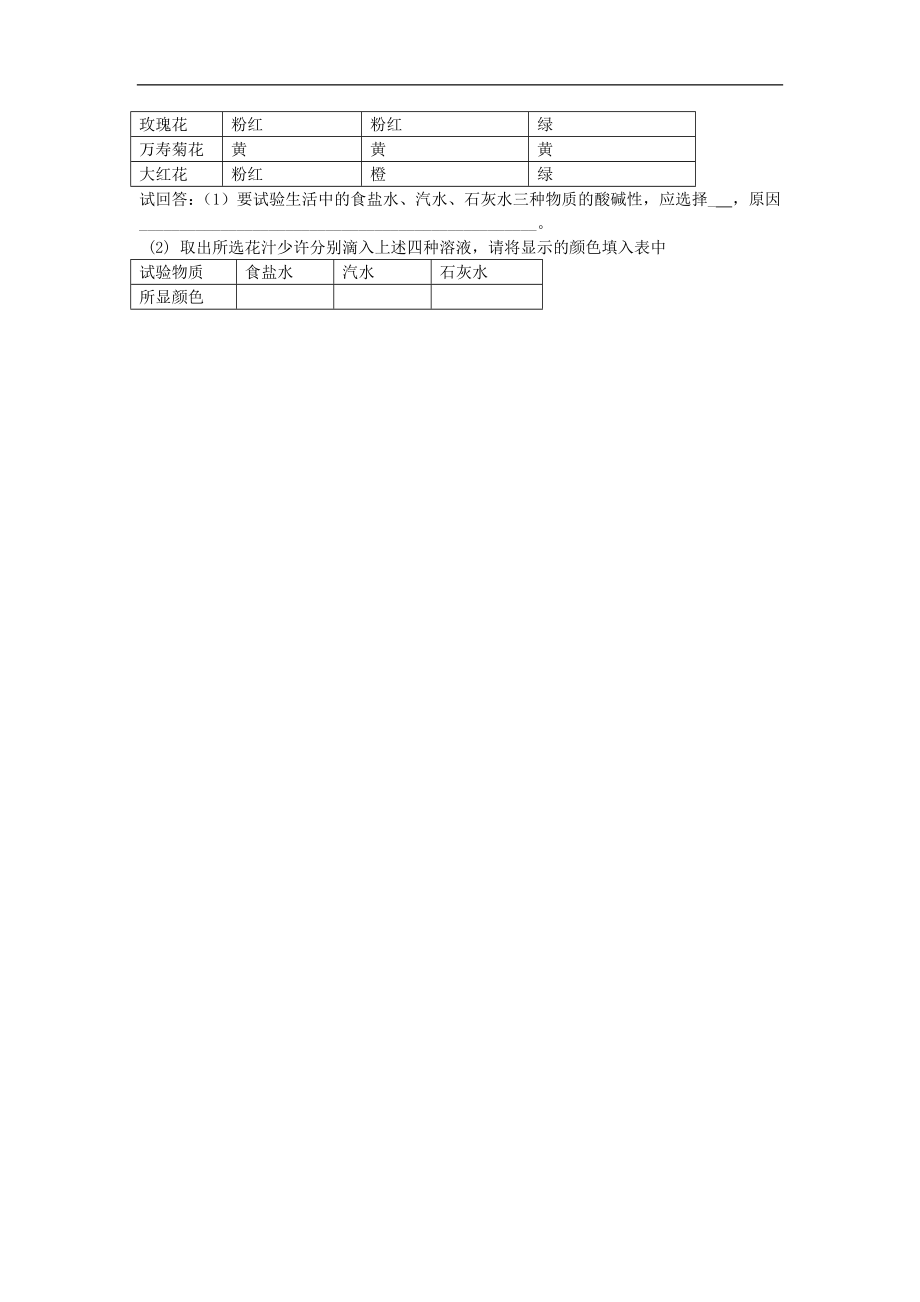 广东省珠海十中九年级化学下册10.1《常见的酸和碱》（第1课时）导学案（无答案）（新版）新人教版_第4页