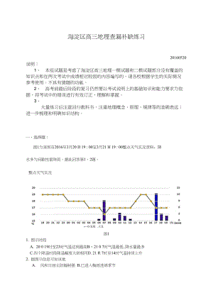 高三地理查漏补缺题