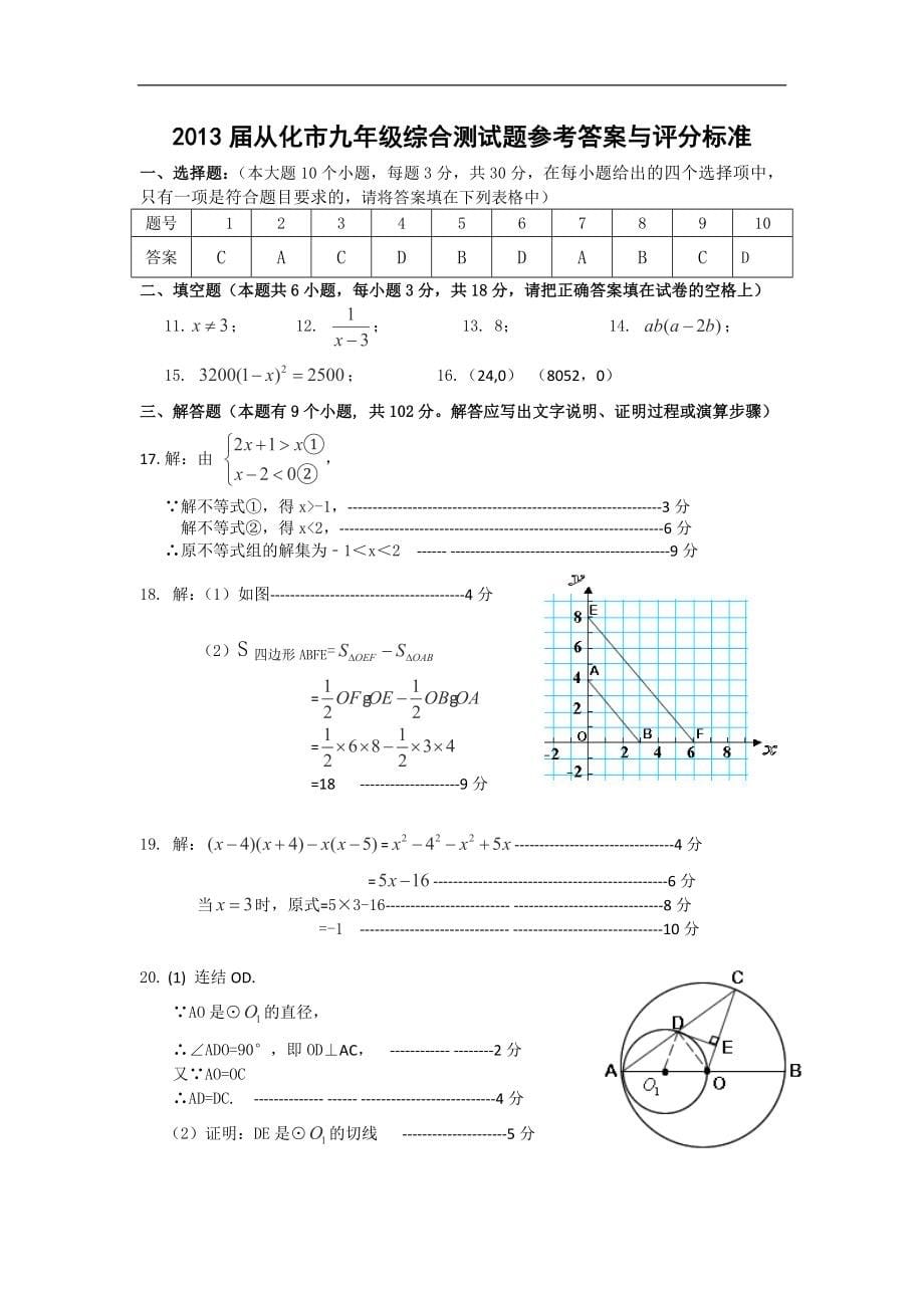 广东省从化市2013年九年级中考一模数学试题_第5页