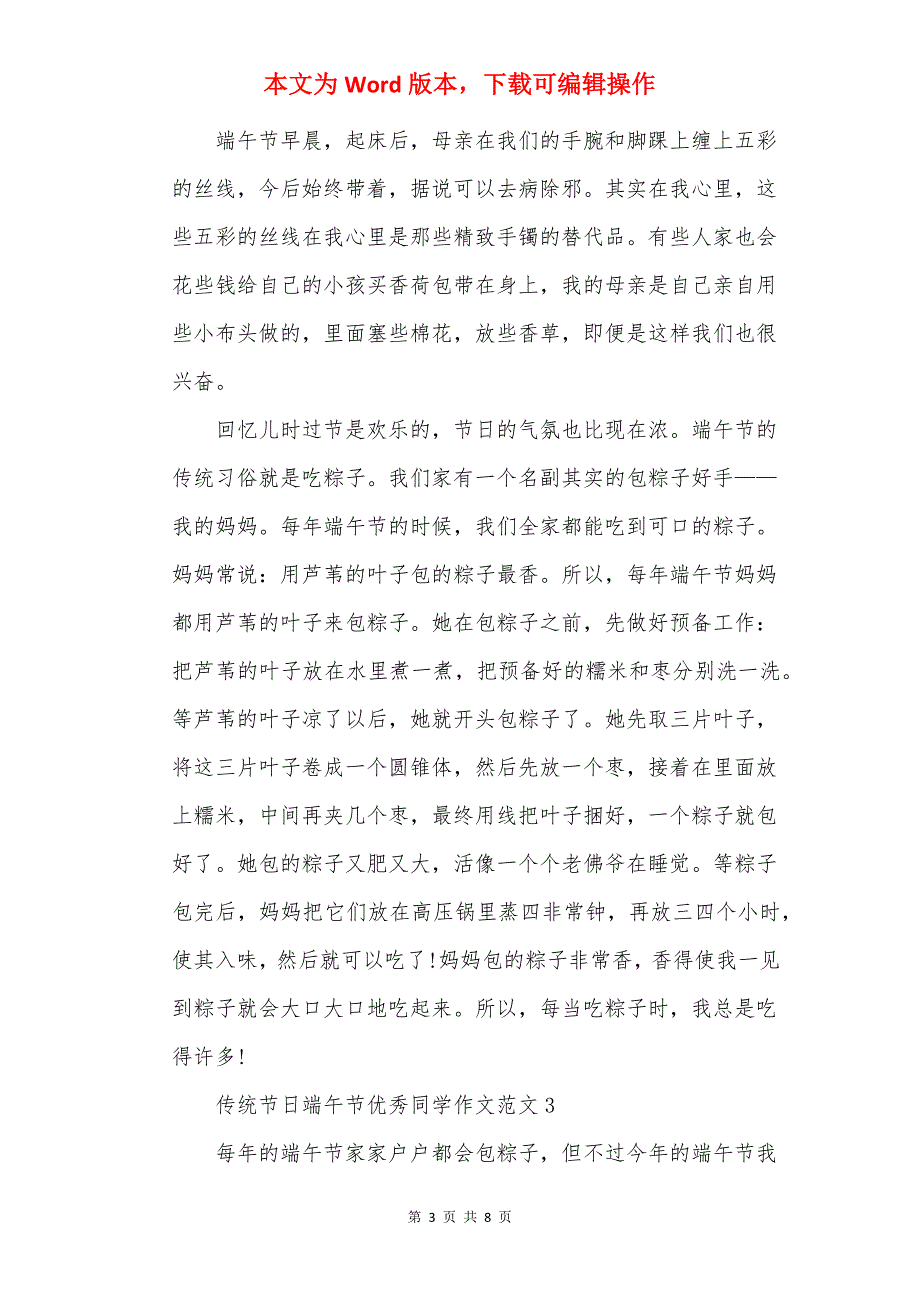 传统节日端午节优秀学生作文范文_第3页