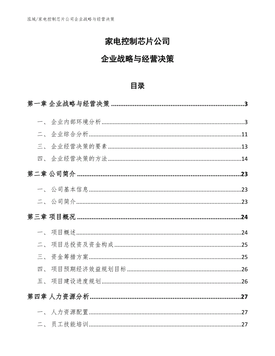 家电控制芯片公司企业战略与经营决策【参考】_第1页